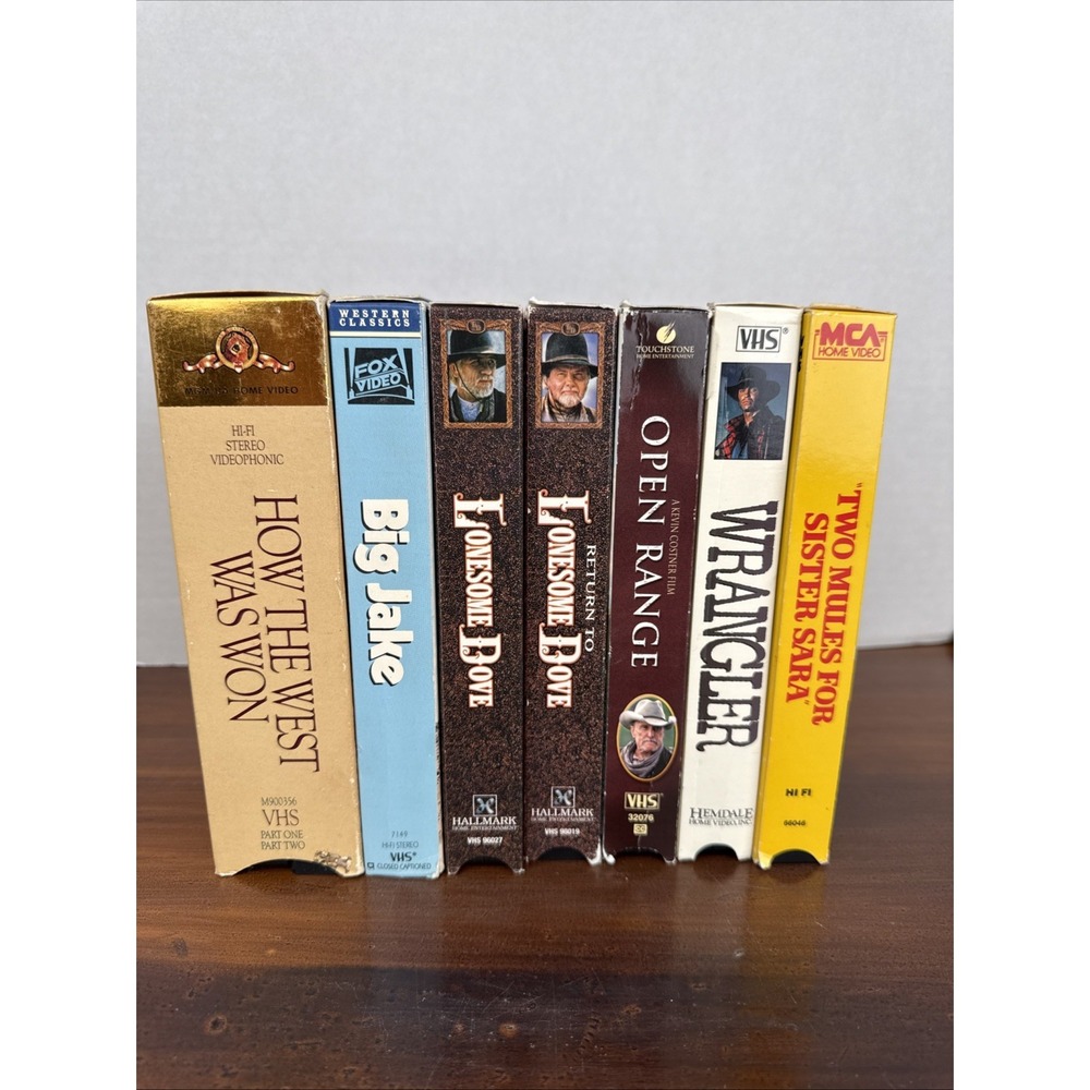 Lot Of 7 Western VHS Videos- John Wayne - Lonesome‎ Dove, Clint Eastwood